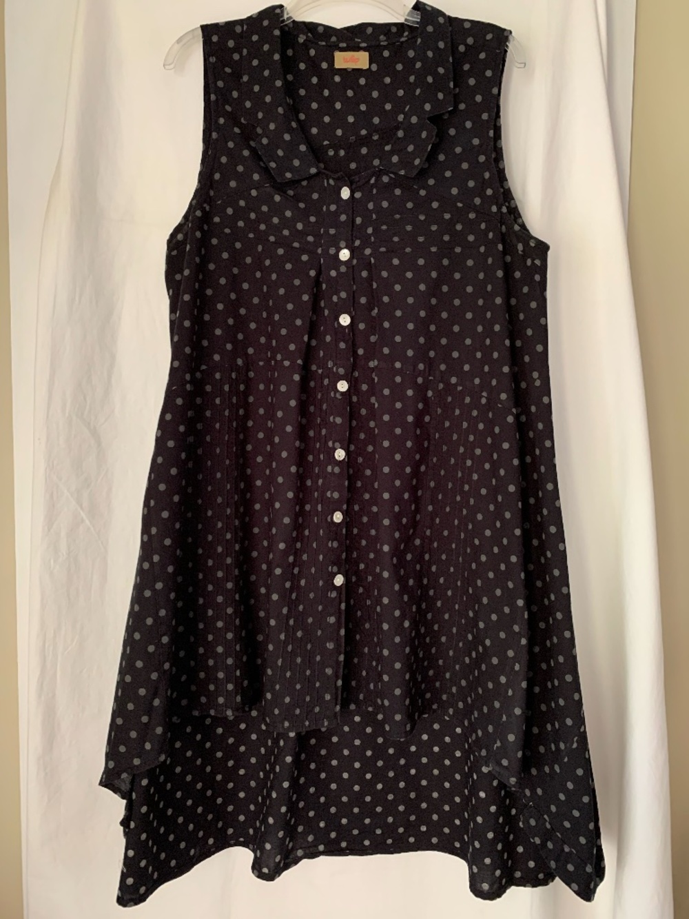 Tulip black w/ polka dots cotton sleeveless dress